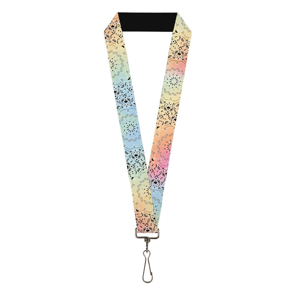 Buckle-Down Lanyard - 1.0" - Bandana Paisley Ombre Pastel Black