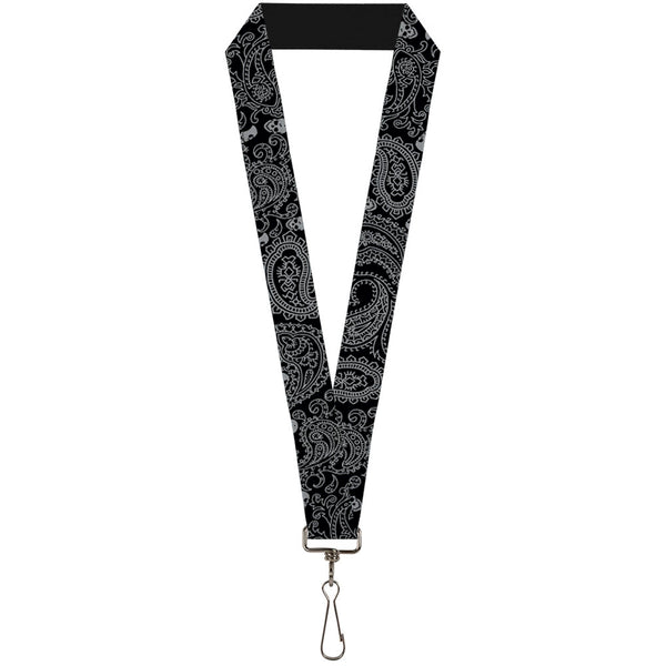 Buckle-Down Lanyard - 1.0" - Bandana Skulls Black Silver