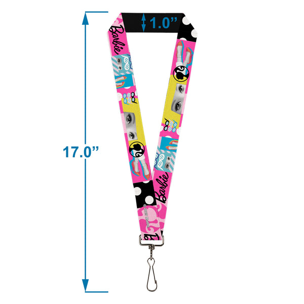 Buckle-Down Lanyard - 1.0" - BARBIE Accessory Icons Collage Multi Color