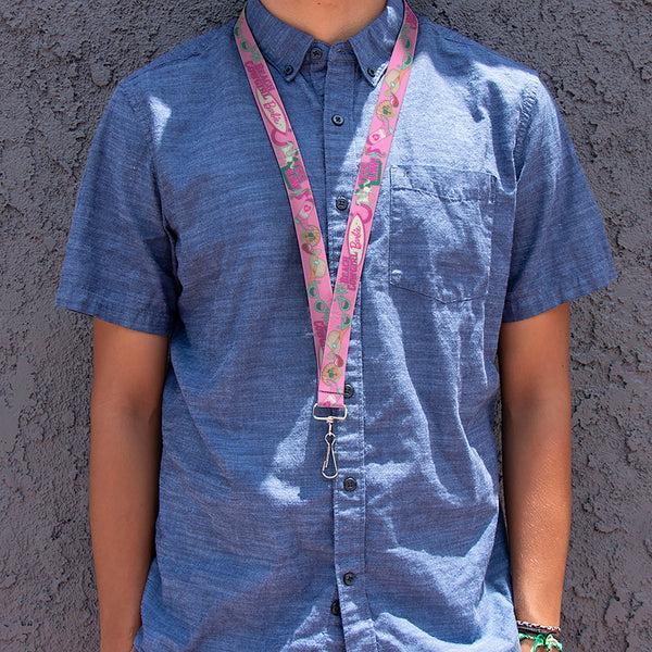 Buckle-Down Lanyard - 1.0" - BARBIE BEACH COWGIRL Icons Collage Pinks/Blues