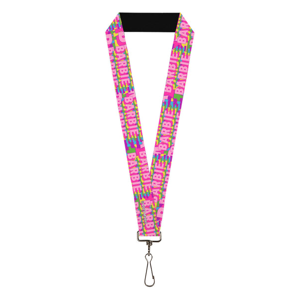 Buckle-Down Lanyard - 1.0" - BARBIE Bold Text Stacked Pink/Multi Color