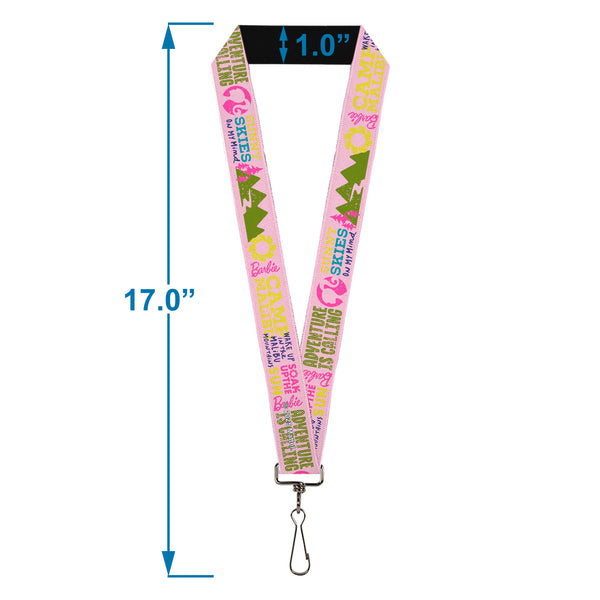 Buckle-Down Lanyard - 1.0" - Barbie CAMP MALIBU Quotes And Icons Pink/Multi Color