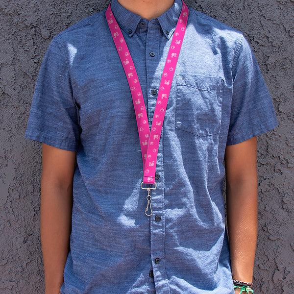 Buckle-Down Lanyard - 1.0" - Barbie Ponytail Silhouette Icon Scattered Pinks