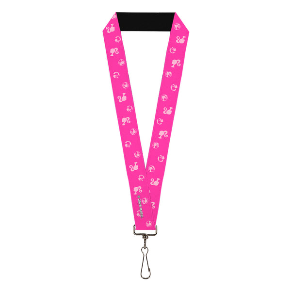 Buckle-Down Lanyard - 1.0" - Barbie Ponytail Silhouette Icon Scattered Pinks