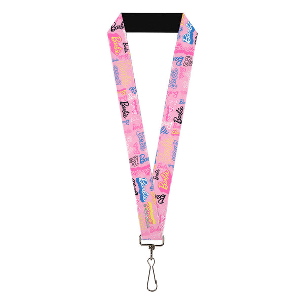 Buckle-Down Lanyard - 1.0" - BARBIE Script Signature Collage Pink/Multi Color