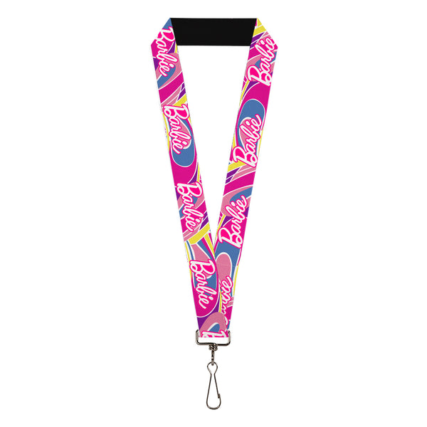 Buckle-Down Lanyard - 1.0" - BARBIE Script Signature Logo Abstract Multi Color/White