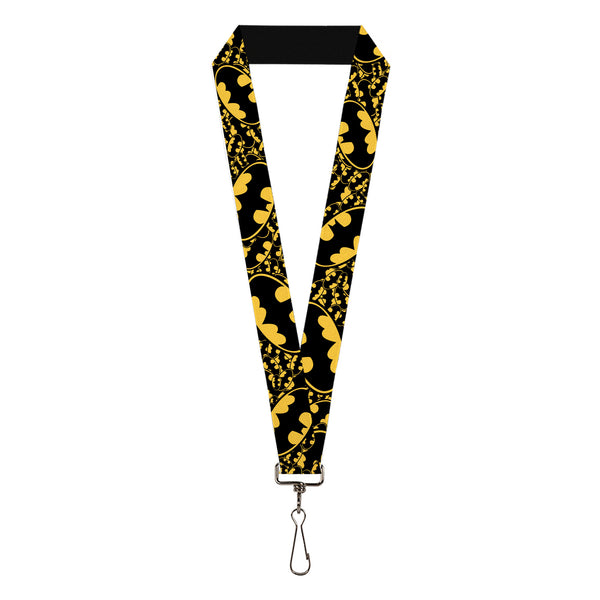 Buckle-Down Lanyard - 1.0" - Bat Signals Stacked w/CLOSE-UP Yellow/Black