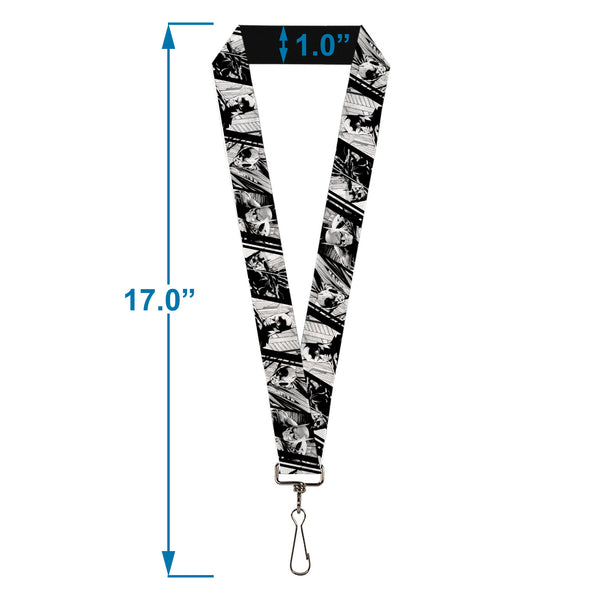 Buckle-Down Lanyard - 1.0" - Batman Hush Pose Sketches Black/White