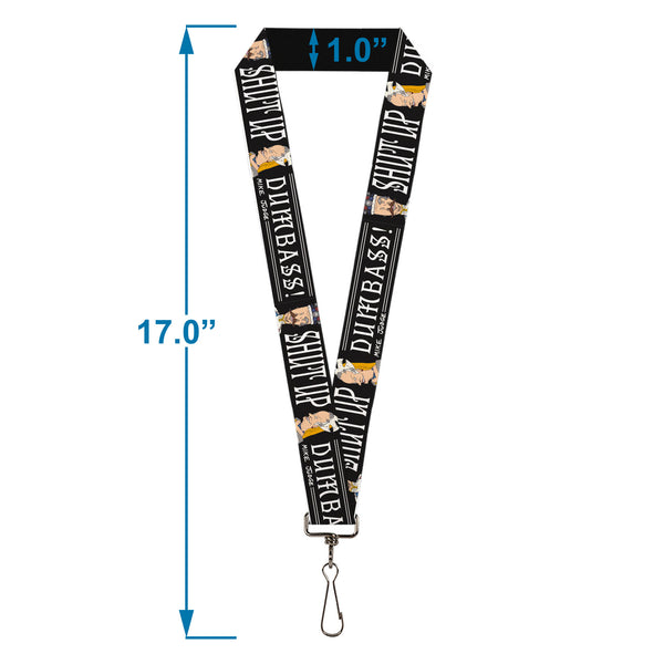 Buckle-Down Lanyard - 1.0" - Beavis And Butt-Head Empress And King SHUT UP DUMB ASS Pose Black/White