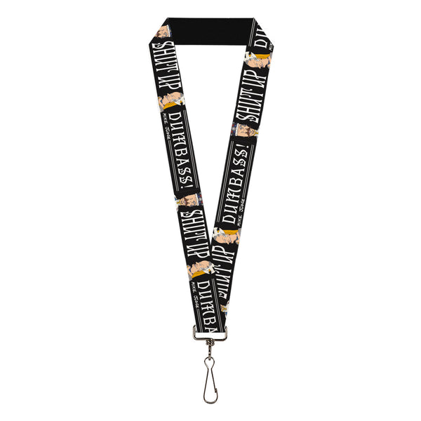 Buckle-Down Lanyard - 1.0" - Beavis and Butt-Head Empress and King SHUT UP DUMB ASS Pose Black/White