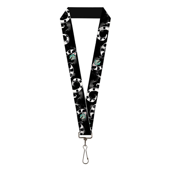 Buckle-Down Lanyard - 1.0" - Beetlejuice Sandworm Halftone Repeat Black/Gray
