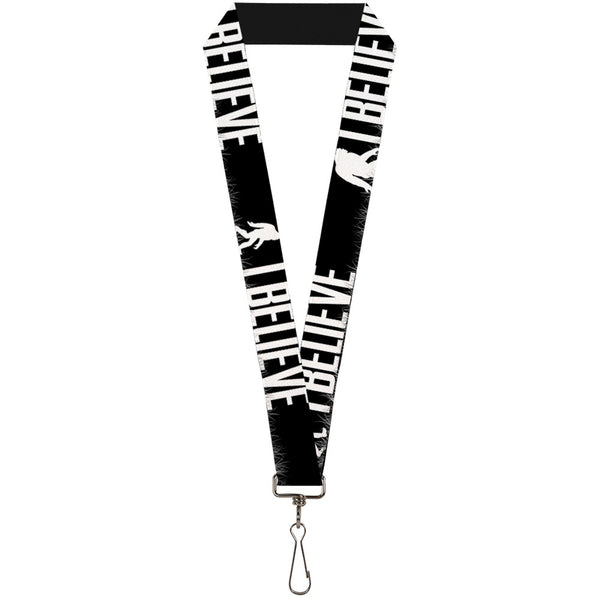Buckle-Down Lanyard - 1.0" - Bigfoot Silhouette I BELIEVE Black Gray White
