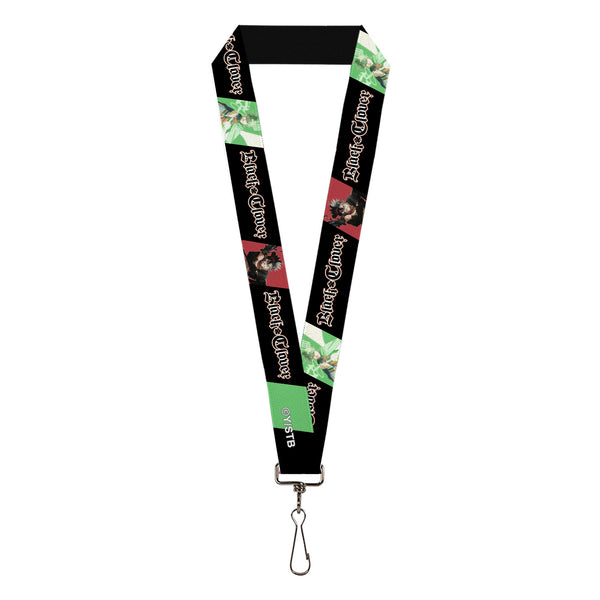 Buckle-Down Lanyard - 1.0" - BLACK CLOVER Asta and Yuno Pose Blocks with Title Logo Black