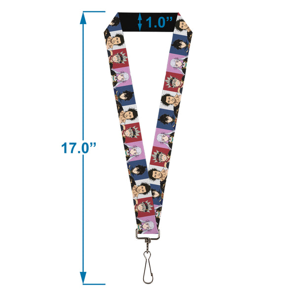 Buckle-Down Lanyard - 1.0" - Black Clover Four Character Pose Blocks Multi Color