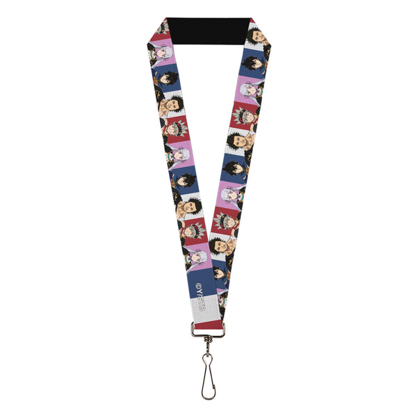 Buckle-Down Lanyard - 1.0" - Black Clover Four Character Pose Blocks Multi Color