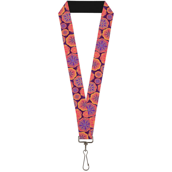 Buckle-Down Lanyard - 1.0" - Boho Mandala Purples Oranges Pinks