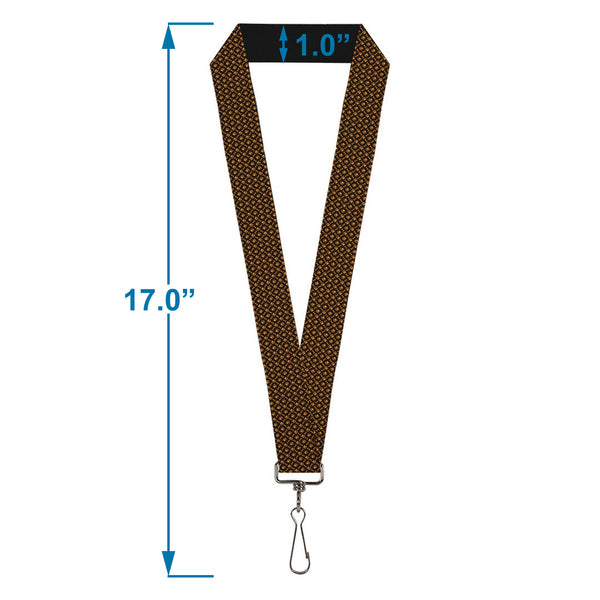 Buckle-Down Lanyard - 1.0" - Bone & Paw Monogram Brown Orange