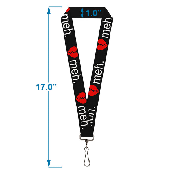Buckle-Down Lanyard - 1.0" - Broken Heart MEH Black Red White
