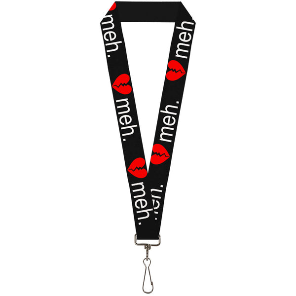 Buckle-Down Lanyard - 1.0" - Broken Heart MEH Black Red White