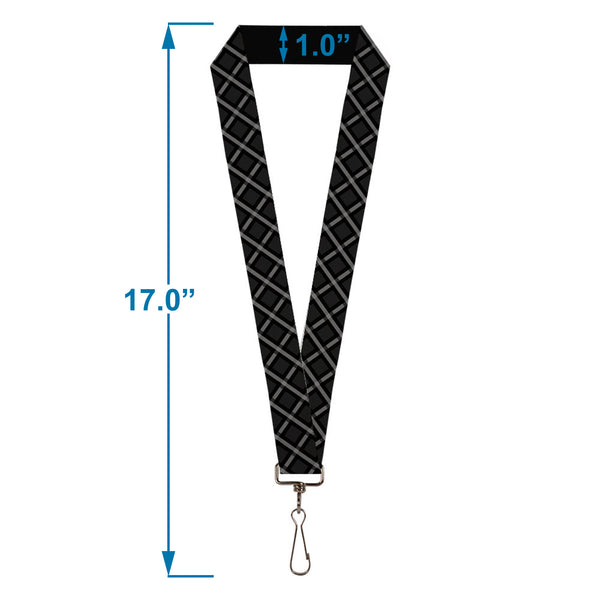 Buckle-Down Lanyard - 1.0" - Buffalo Plaid X Charcoal Black Gray