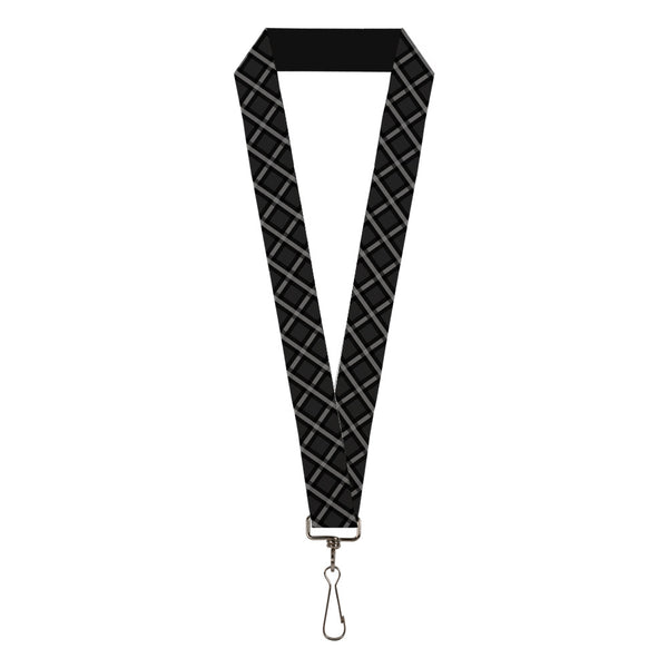 Buckle-Down Lanyard - 1.0" - Buffalo Plaid X Charcoal Black Gray