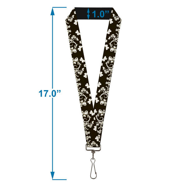 Buckle-Down Lanyard - 1.0" - Butterfly Garden Black White