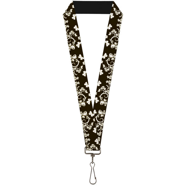 Buckle-Down Lanyard - 1.0" - Butterfly Garden Black White