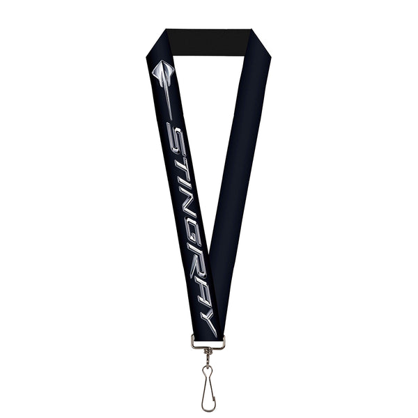 Buckle-Down Lanyard - 1.0" - C7 STINGRAY Logo Black Silver