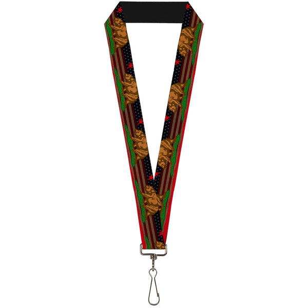 Buckle-Down Lanyard - 1.0" - Cali Bear Star Stripe US Flag Stretch