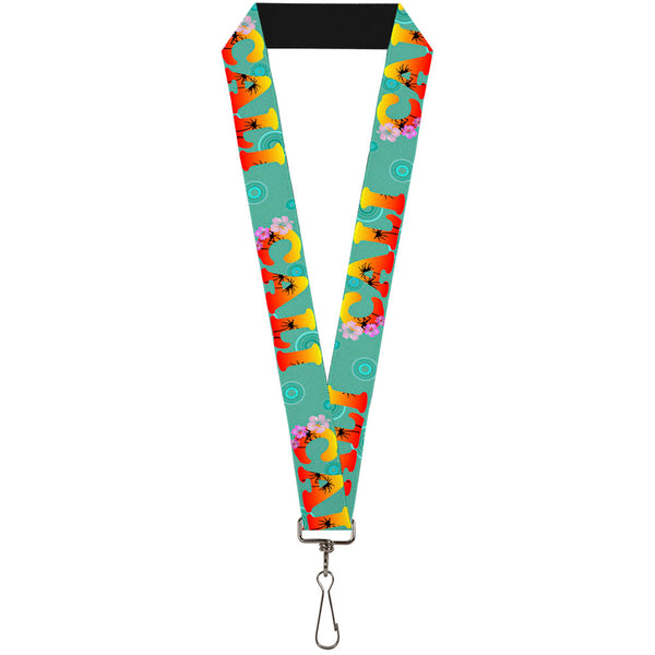 Buckle-Down Lanyard - 1.0" - CALI Tropical Aqua Multi Color
