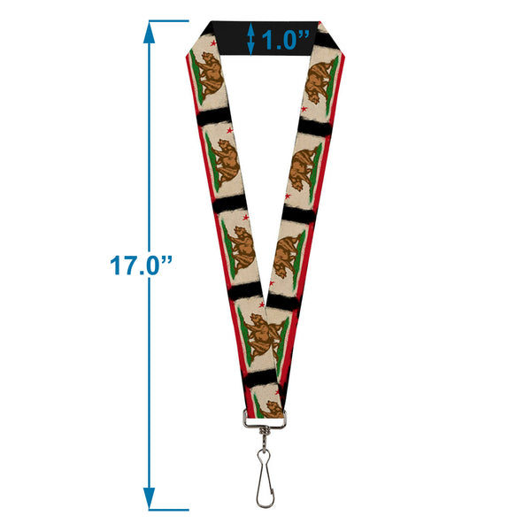 Buckle-Down Lanyard - 1.0" - California Flag Distressed Painting Blocks
