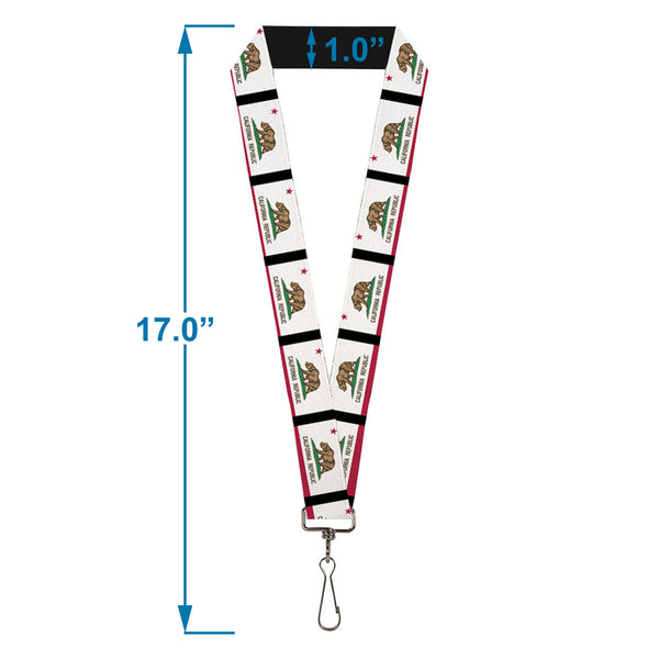 Buckle-Down Lanyard - 1.0" - California Flag Repeat Black