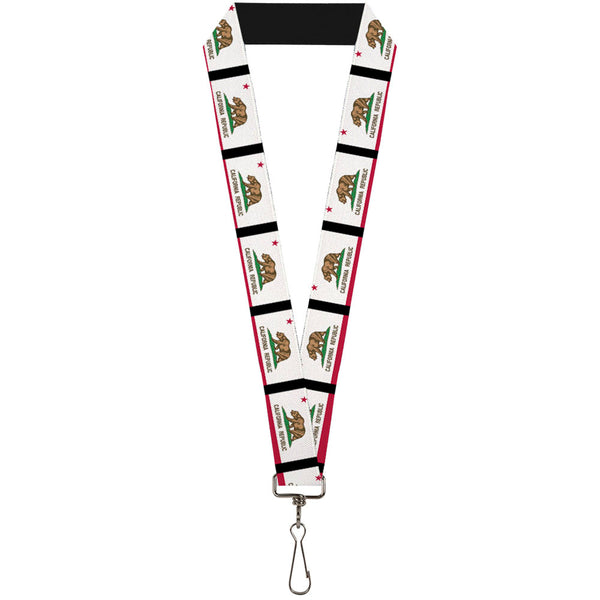 Buckle-Down Lanyard - 1.0" - California Flag Repeat Black