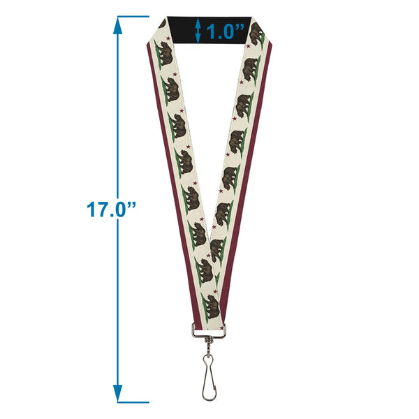 Buckle-Down Lanyard - 1.0" - California Flag Weathered White