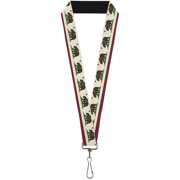 Buckle-Down Lanyard - 1.0" - California Flag Weathered White