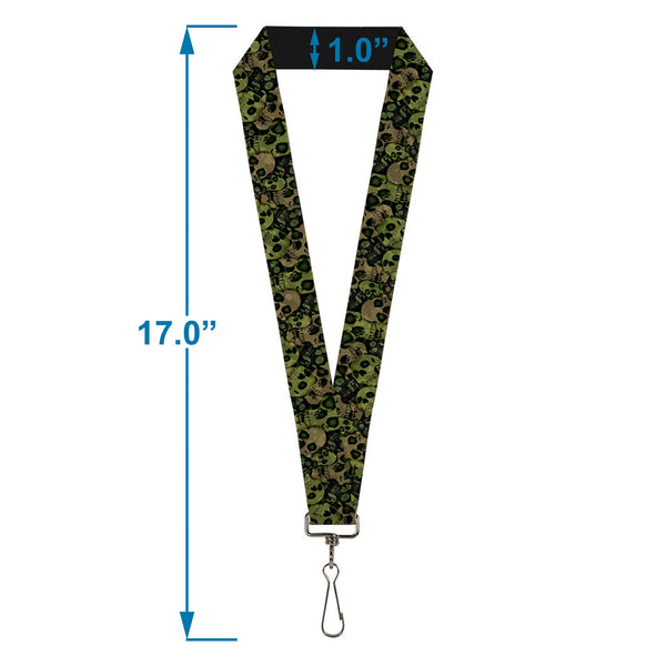 Buckle-Down Lanyard - 1.0" - Camo Olive Black Skull Yard2