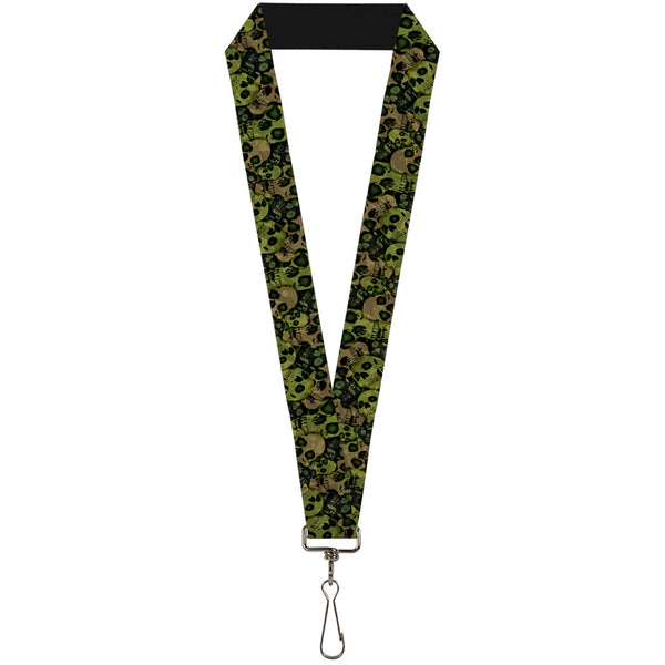 Buckle-Down Lanyard - 1.0" - Camo Olive Black Skull Yard2