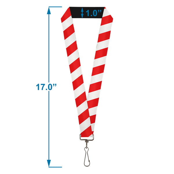 Buckle-Down Lanyard - 1.0" - Candy Cane2 Stripe White Red