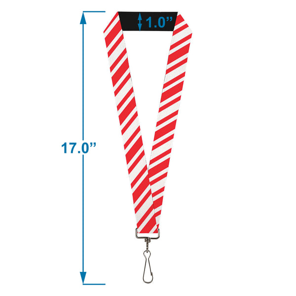 Buckle-Down Lanyard - 1.0" - Candy Cane3 Stripe White 3-Red