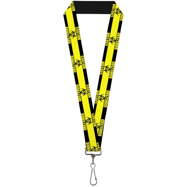 Buckle-Down Lanyard - 1.0" - CAUTION BIOHAZARD Black Yellow