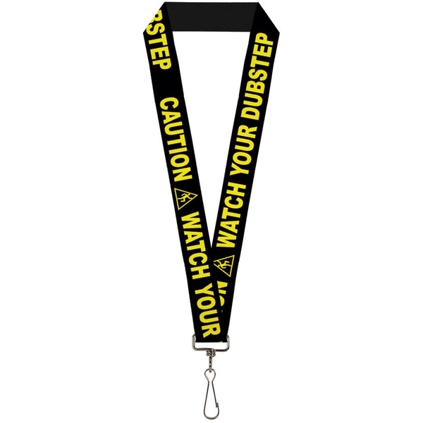 Buckle-Down Lanyard - 1.0" - CAUTION WATCH YOUR DUBSTEP Black Yellow