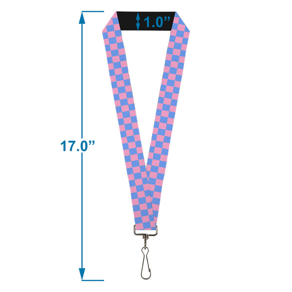 Buckle-Down Lanyard - 1.0" - Checker Baby Pink Baby Blue