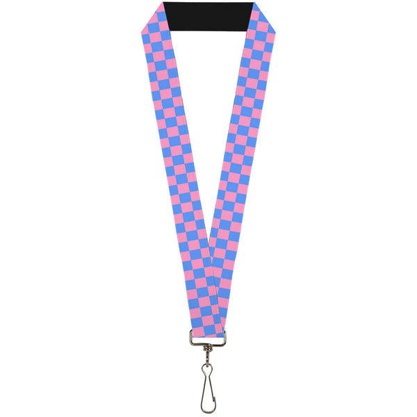 Buckle-Down Lanyard - 1.0" - Checker Baby Pink Baby Blue