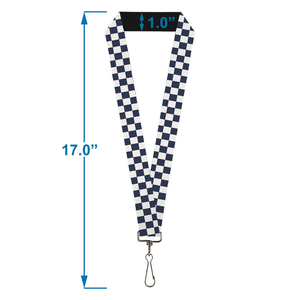 Buckle-Down Lanyard - 1.0" - Checker Sapphire Blue White