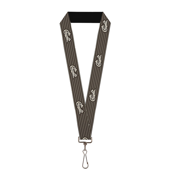 Buckle-Down Lanyard - 1.0" - CHEVROLET Heritage Script Stripe Charcoal Tan