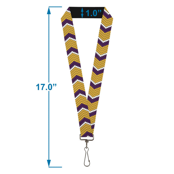 Buckle-Down Lanyard - 1.0" - Chevron Weave Gold Purple White