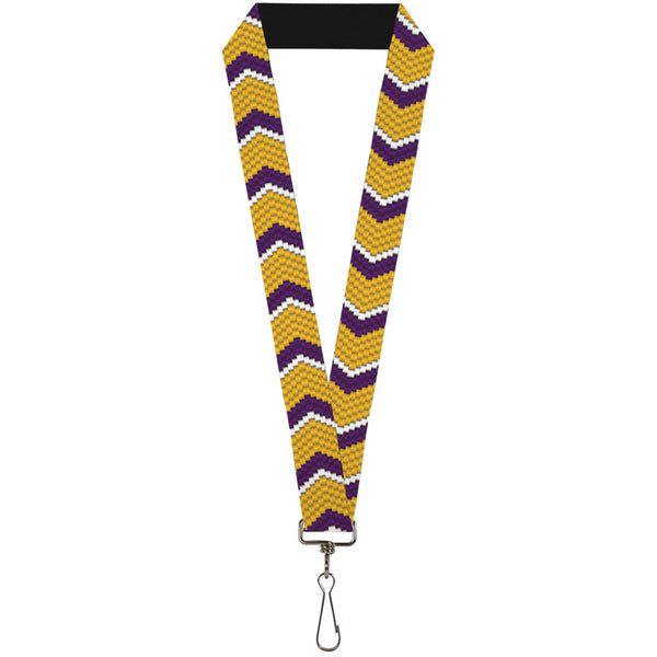 Buckle-Down Lanyard - 1.0" - Chevron Weave Gold Purple White