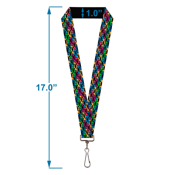 Buckle-Down Lanyard - 1.0" - Chevy Bowties 5-Row Black Multi Color