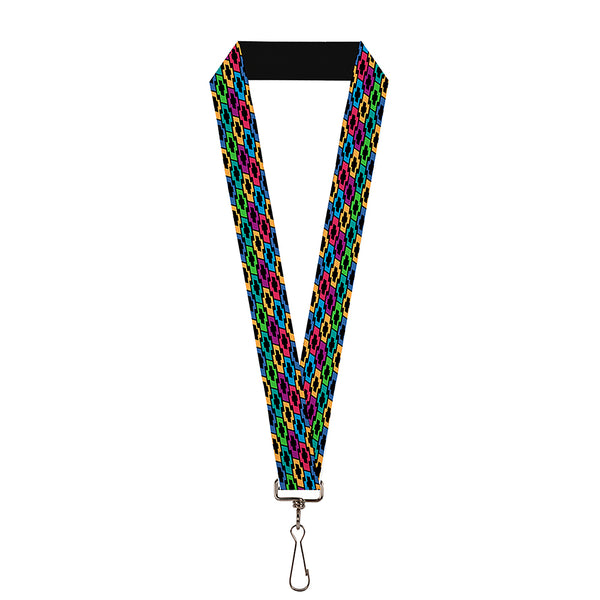 Buckle-Down Lanyard - 1.0" - Chevy Bowties 5-Row Black Multi Color