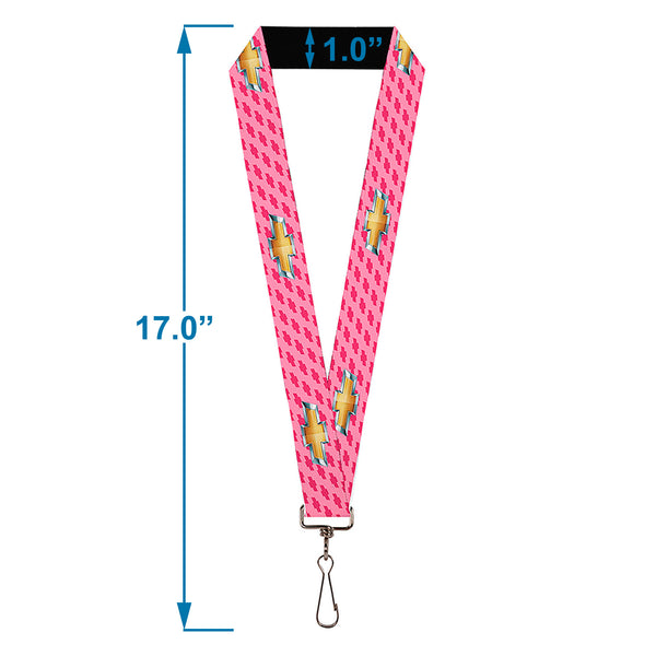 Buckle-Down Lanyard - 1.0" - Chevy Gold Bowtie W Logo PINK